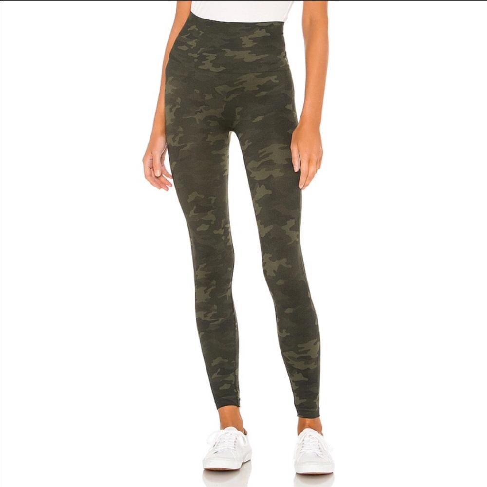 SPANX Olive Green Camo High-Waist Leggings